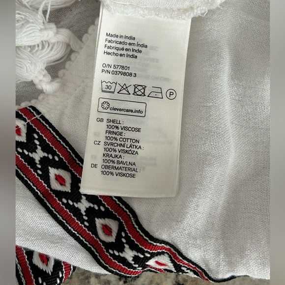 H&M Coachella Official Collection Boho Tank White Tassel Fringe  Size 8 - Picture 8 of 10